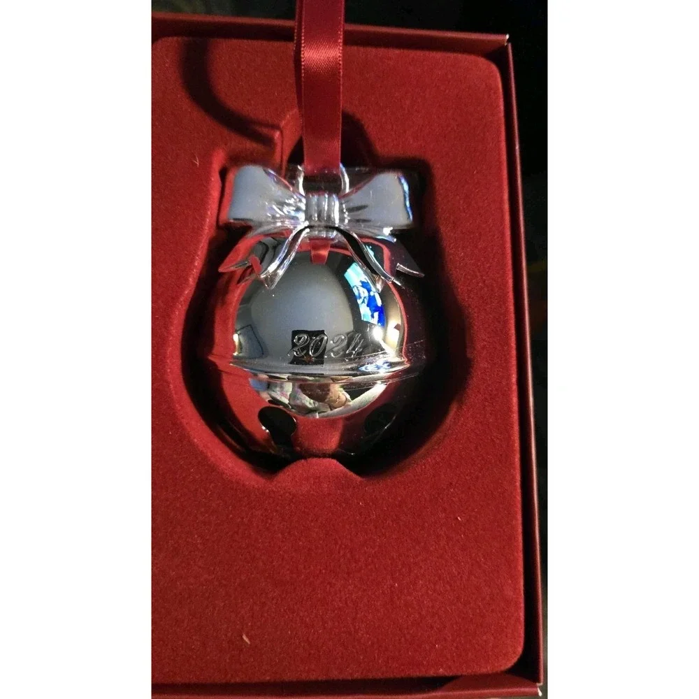 NIB Lenox 2024 Silver Jingle Bell W/ Bow Trad. Ornament Cottagecore Retail‎ $100